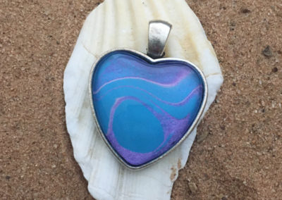 purple and blue in silver heart